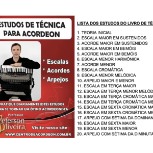 Livro de Técnicas para Acordeon - Principais Estudos - Frete Grátis